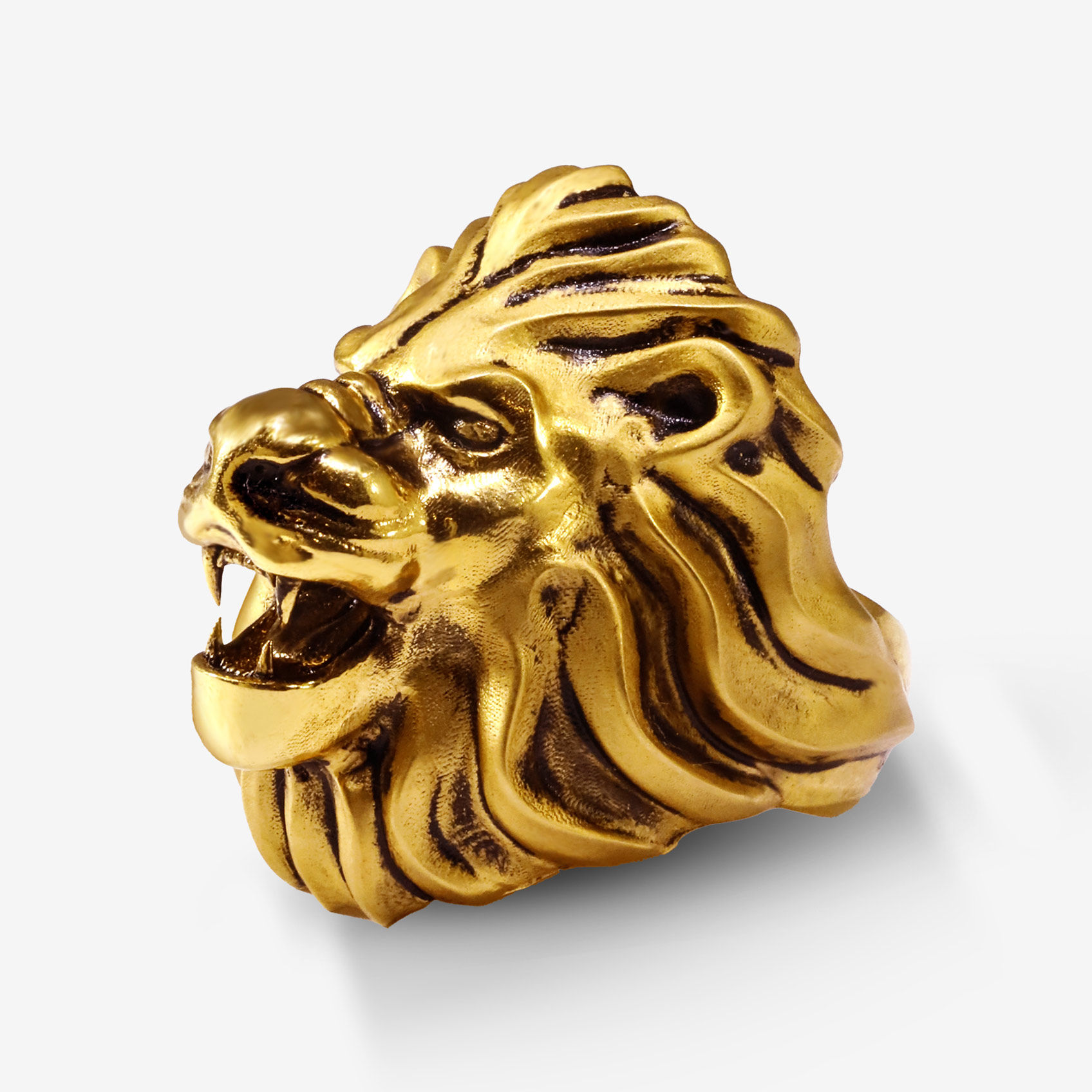Roaring King Gold Mens Ring