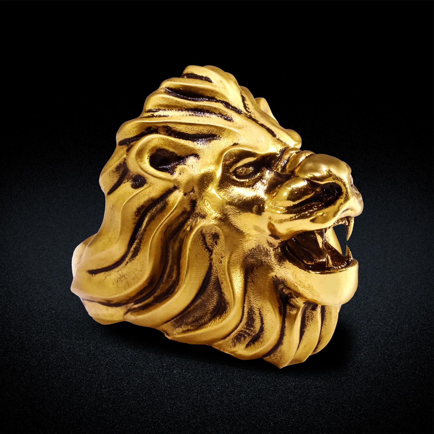 Roaring King Gold Mens Ring image