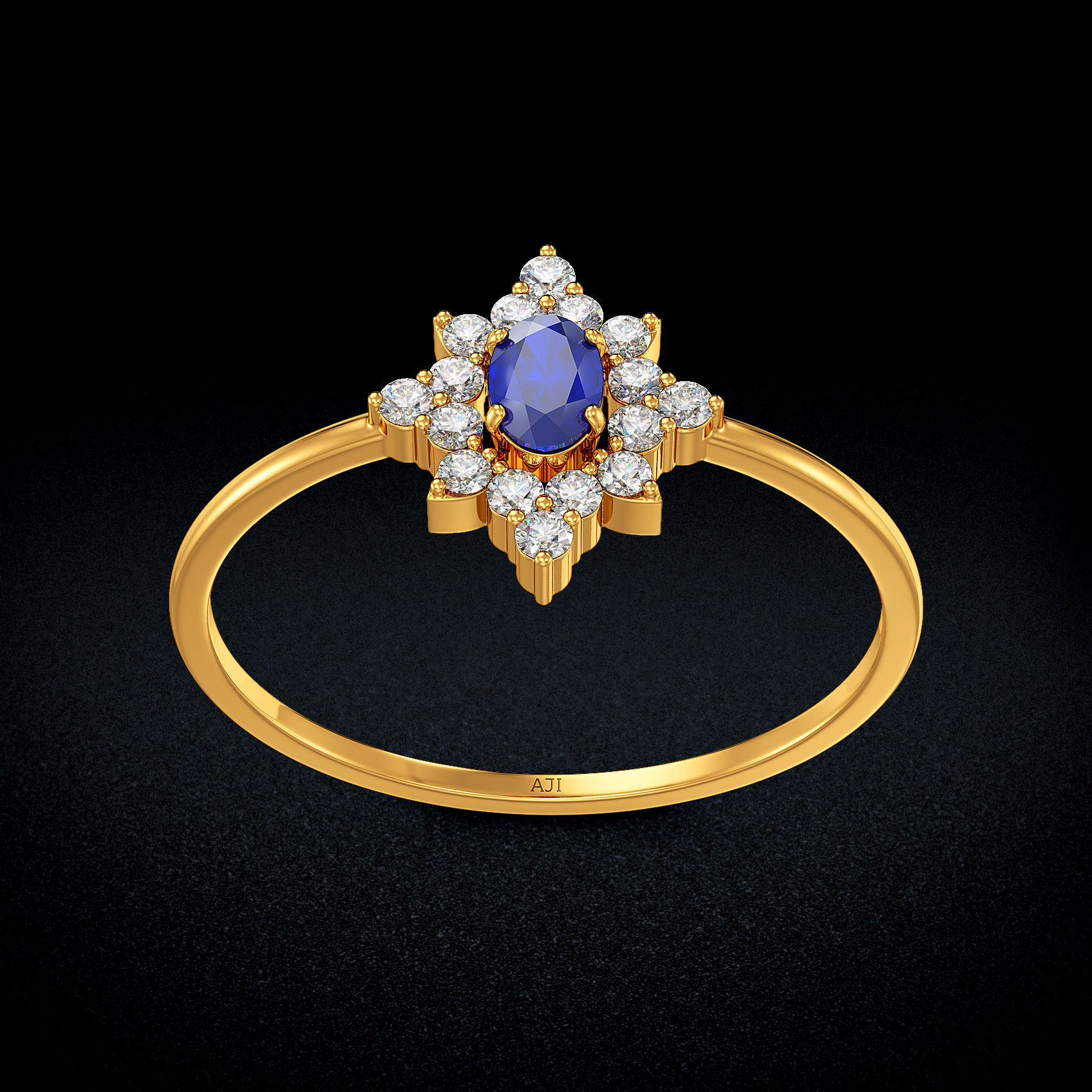 Azure Bloom Gold Ring image