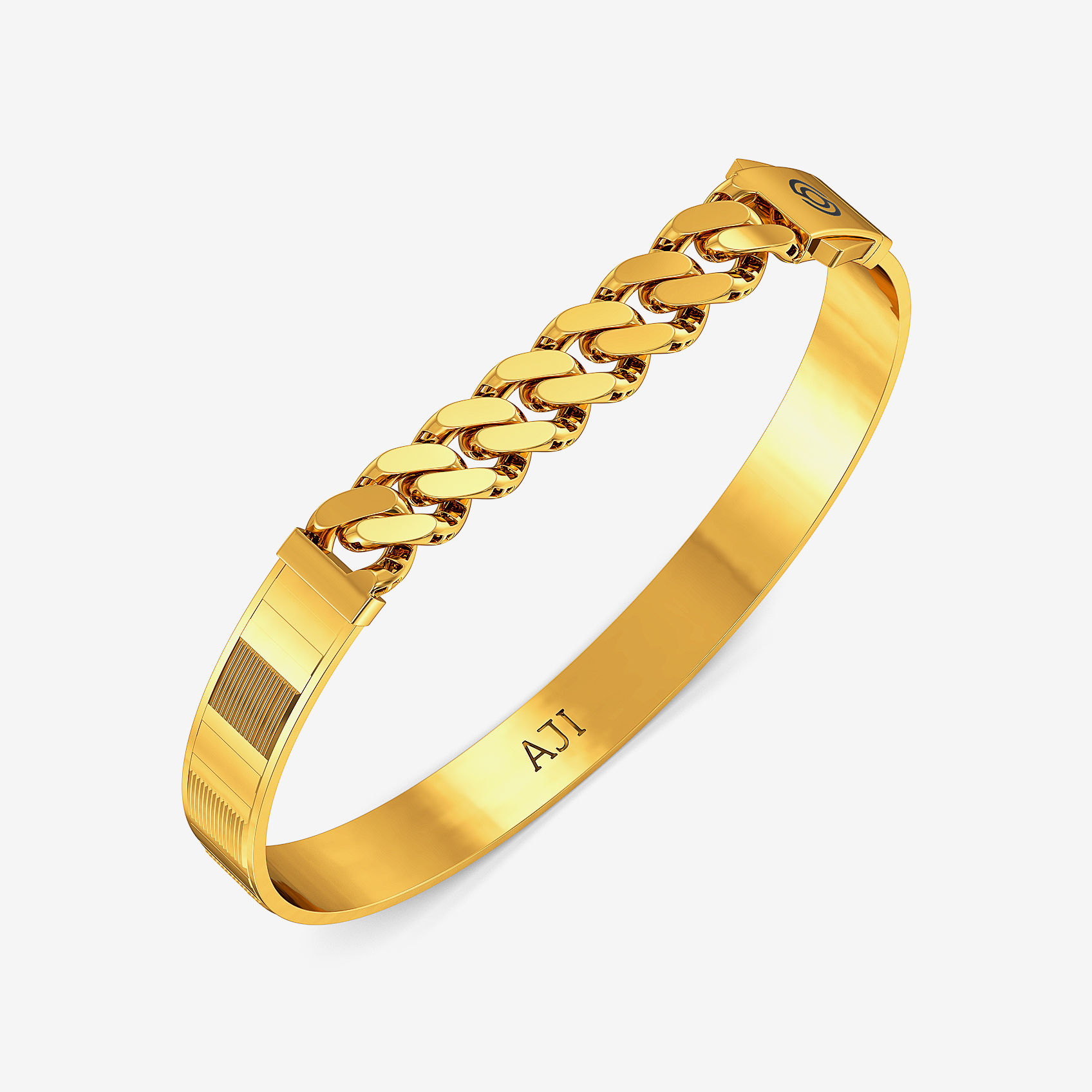 Buy Textured Flow Mens Gold Bracelet (DS1700051746) Online from
