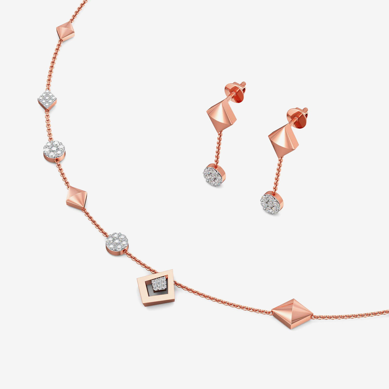 Buy Delicate Square Diamond Necklace Set (DSDN000004) Online from ...