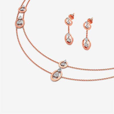 Buy Round Double Diamond Necklace Set (DSDN000005) Online from