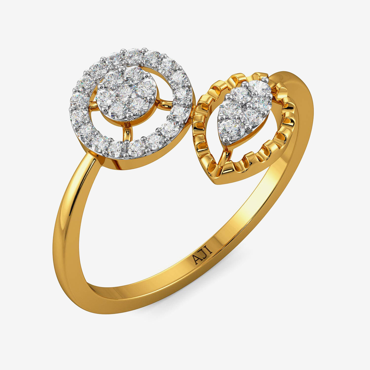 Spring Floret Leaf Diamond Ring