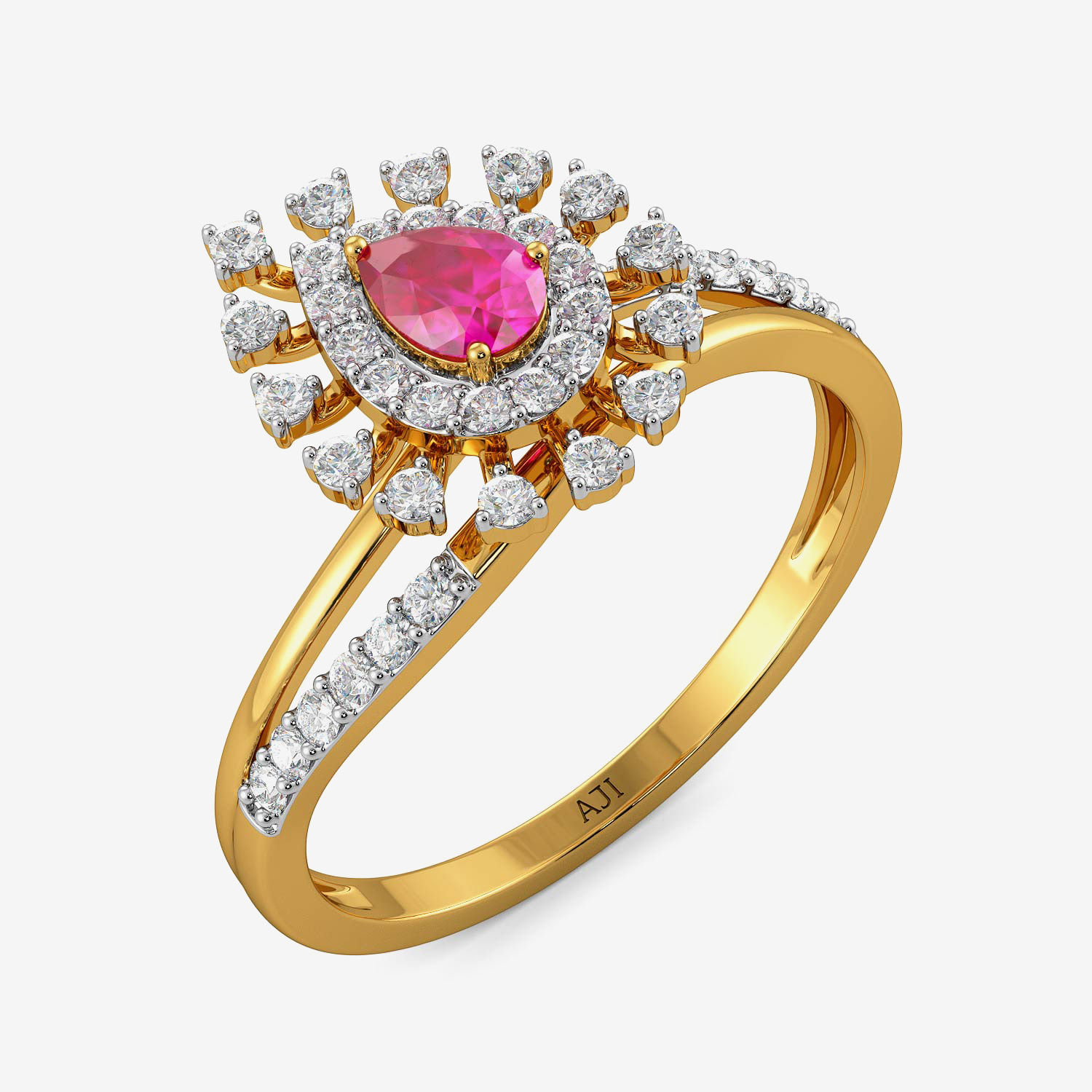 Drippy Teardrop Diamond Ring