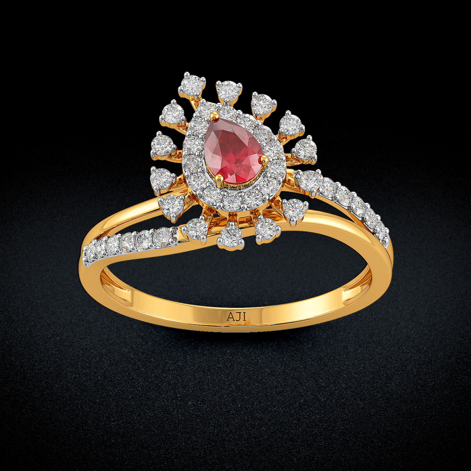 Drippy Teardrop Diamond Ring image