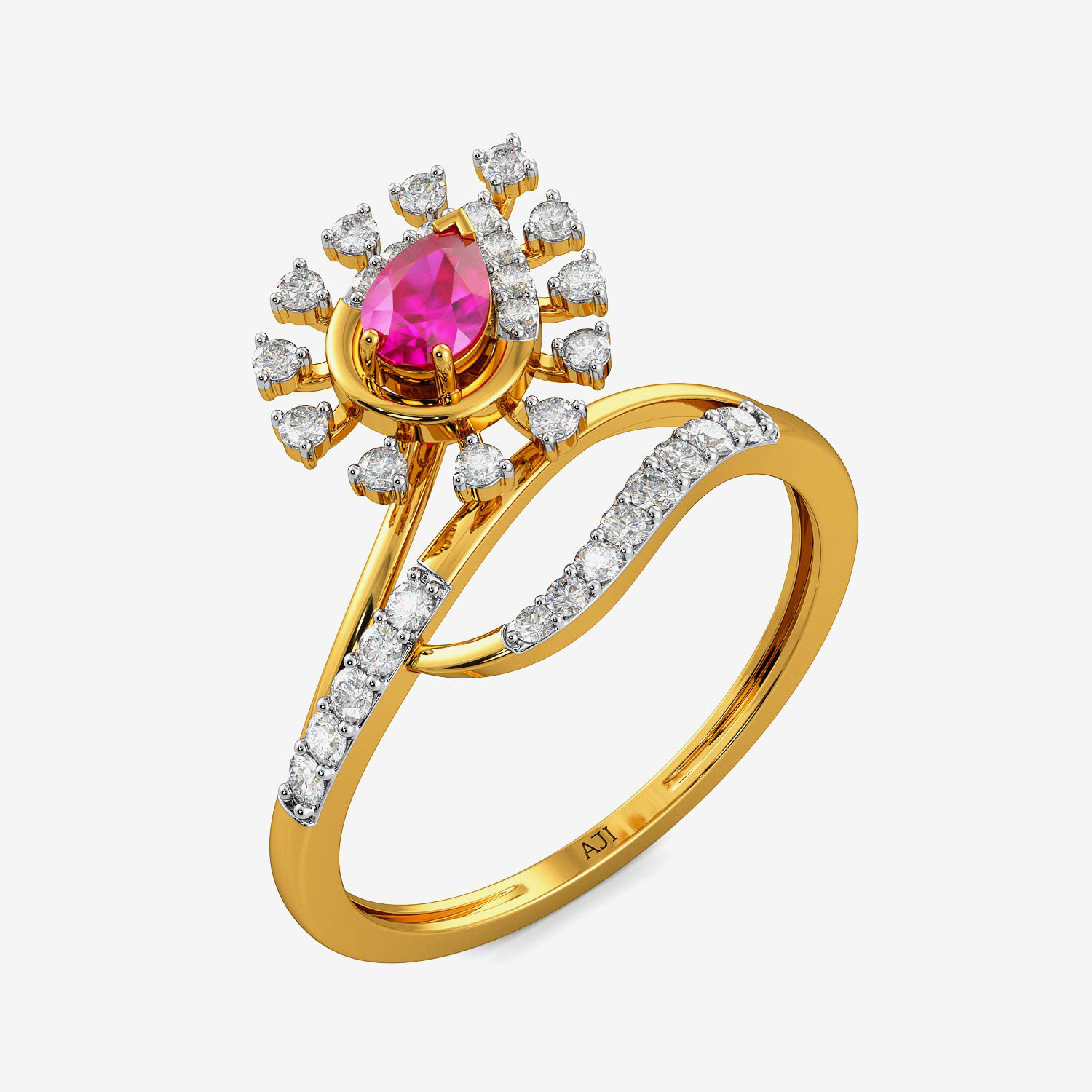Split Designer Teardrop Diamond Ring