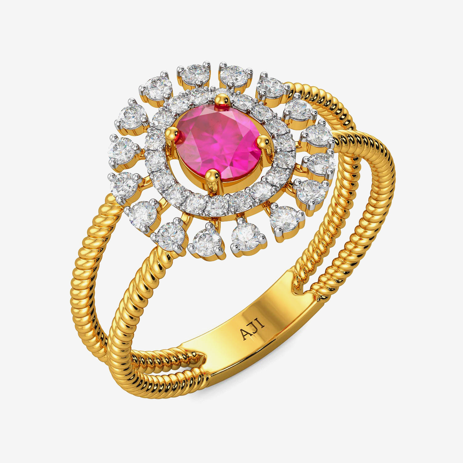 Glowing Sun-floral Diamond Ring