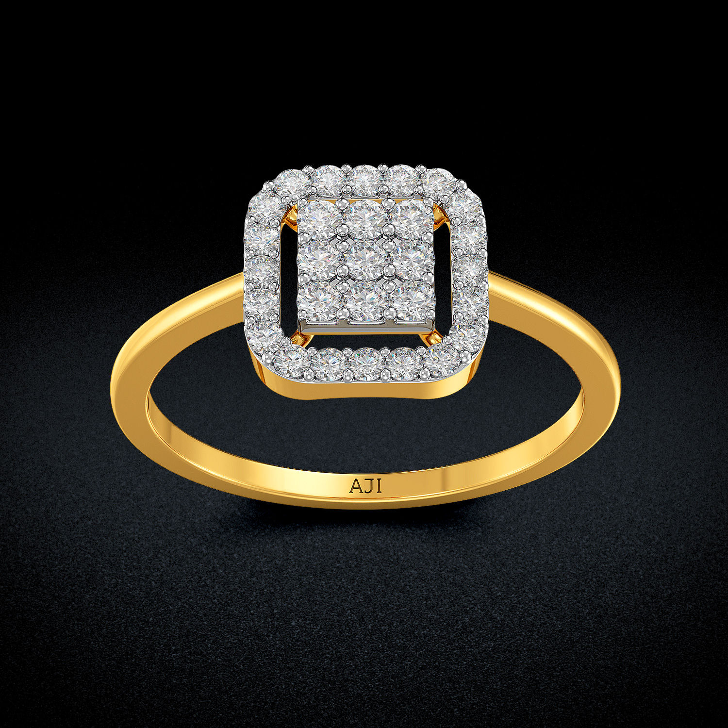 Curved Box-shape Diamond Ring image