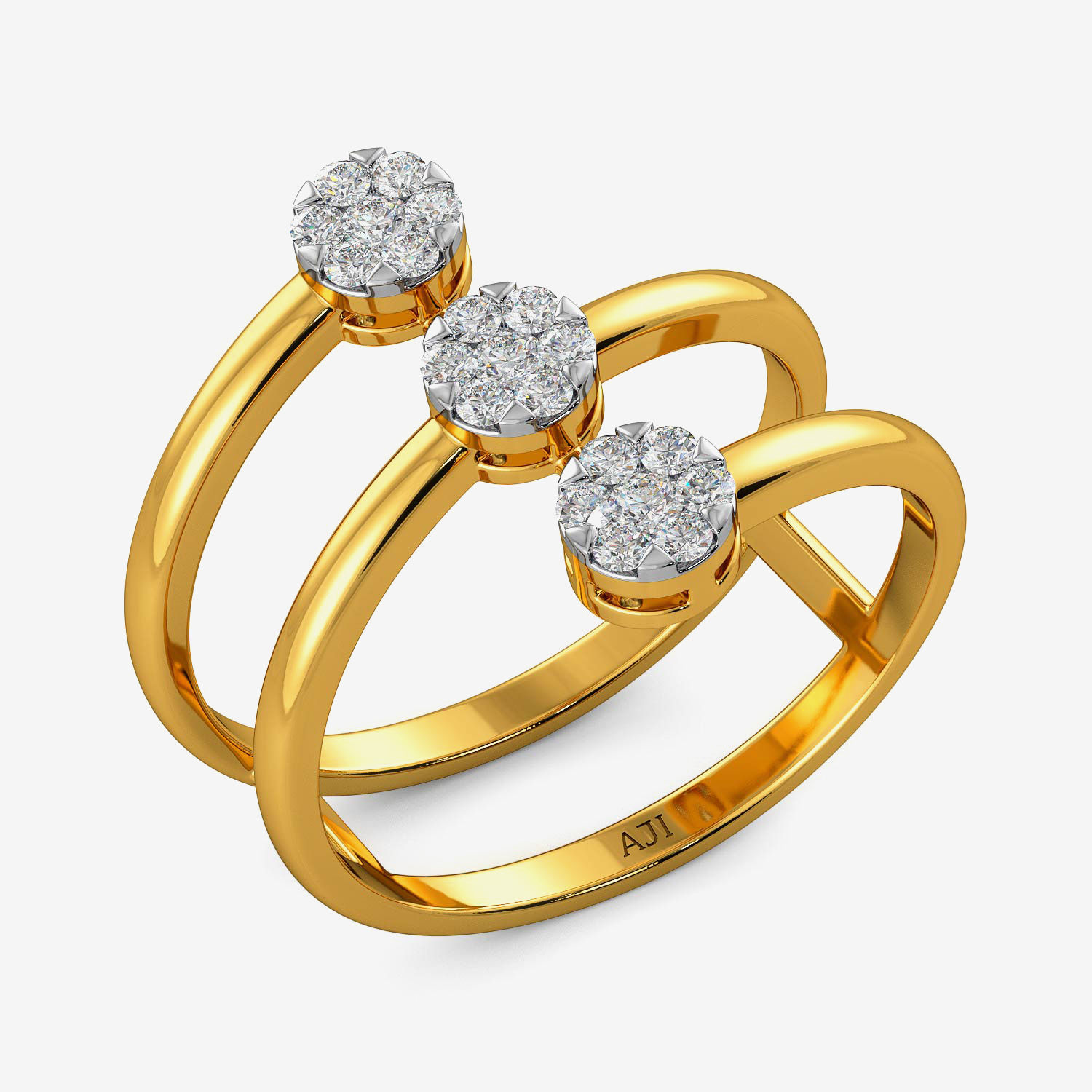 Spiral Tri-diamond Ring
