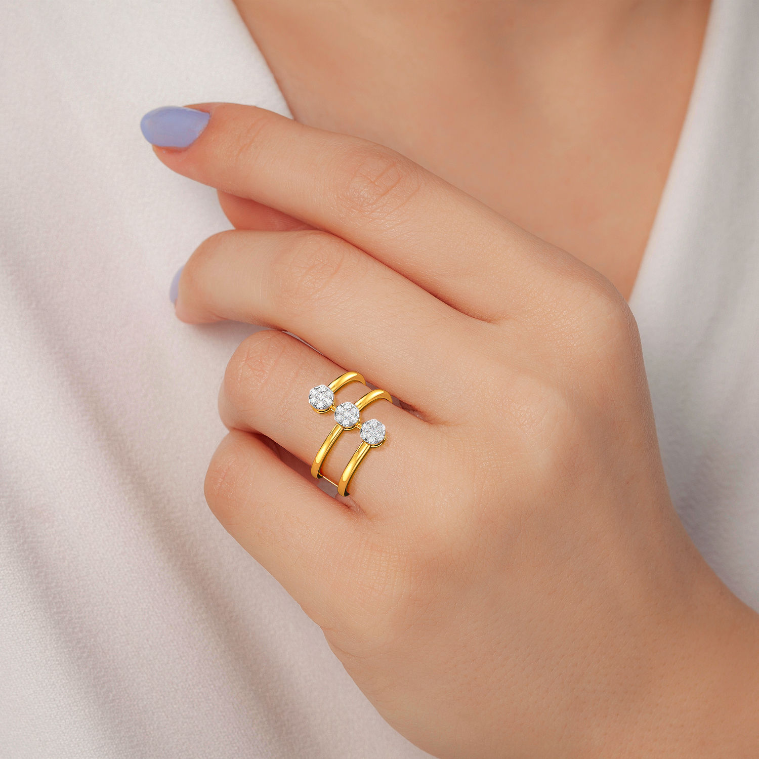 Spiral Tri-diamond Ring image