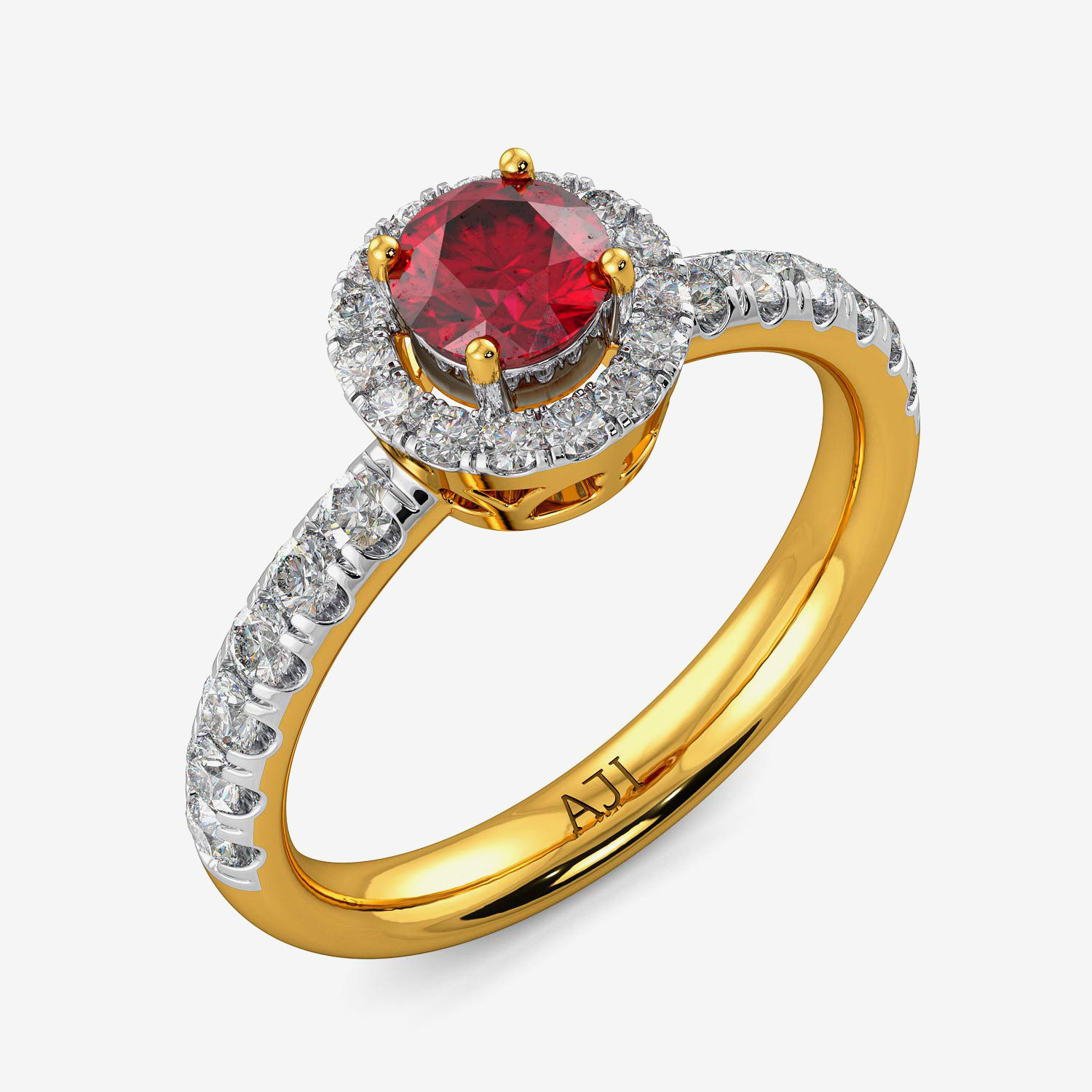Single Red Stone Diamond Ring