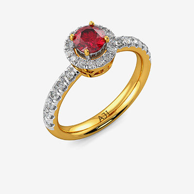 Single Red Stone Diamond Ring alternate view 1
