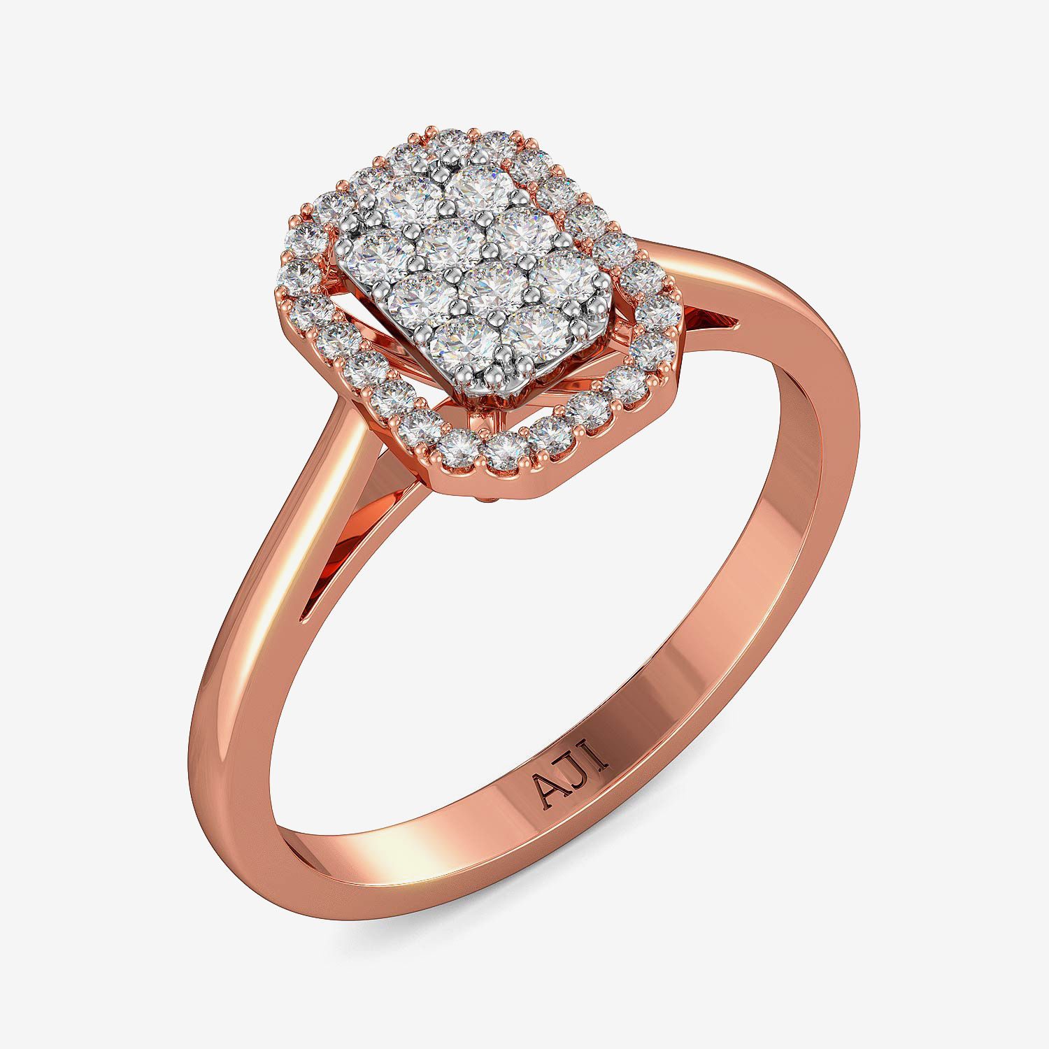 Curved Rectangle Diamond Ring