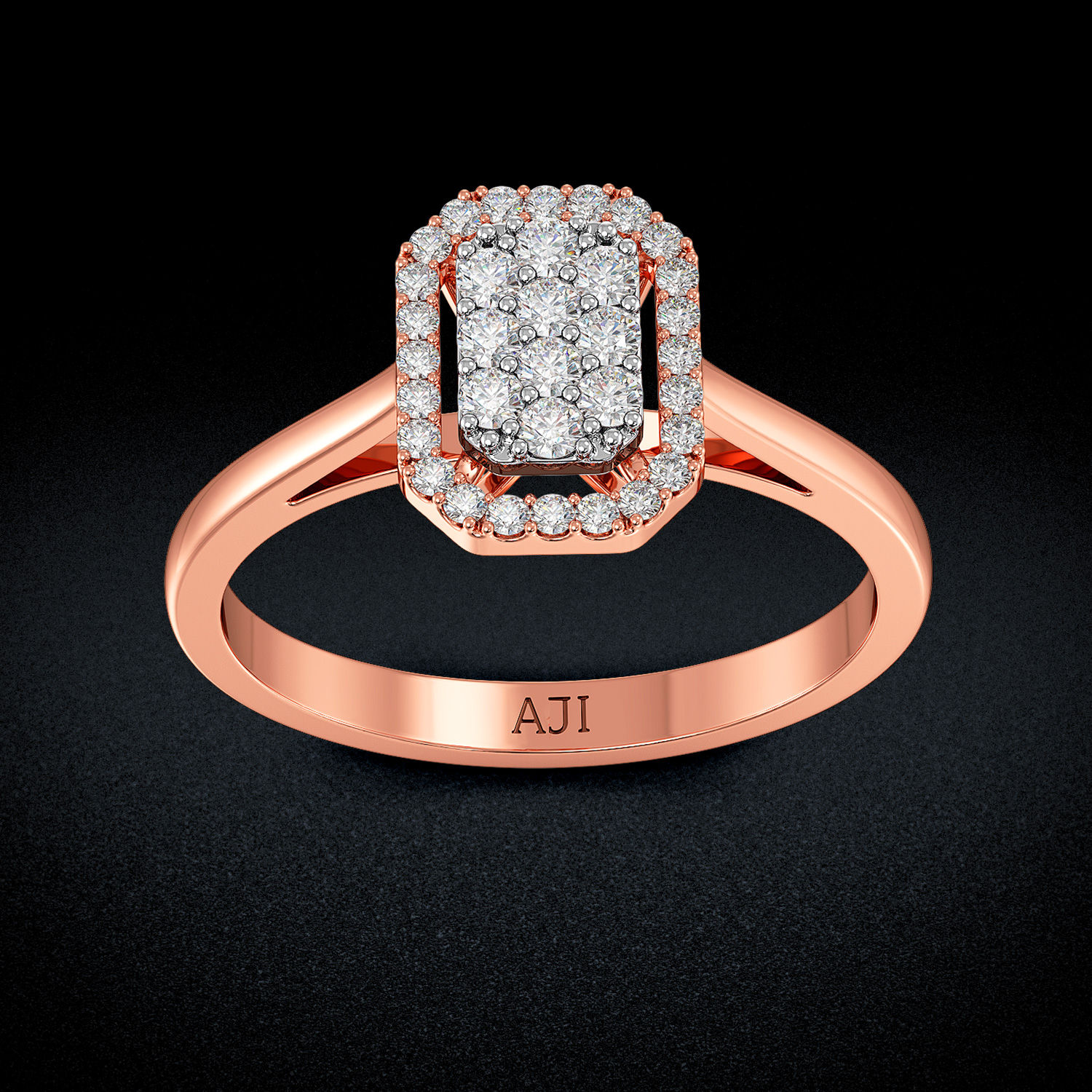 Curved Rectangle Diamond Ring image