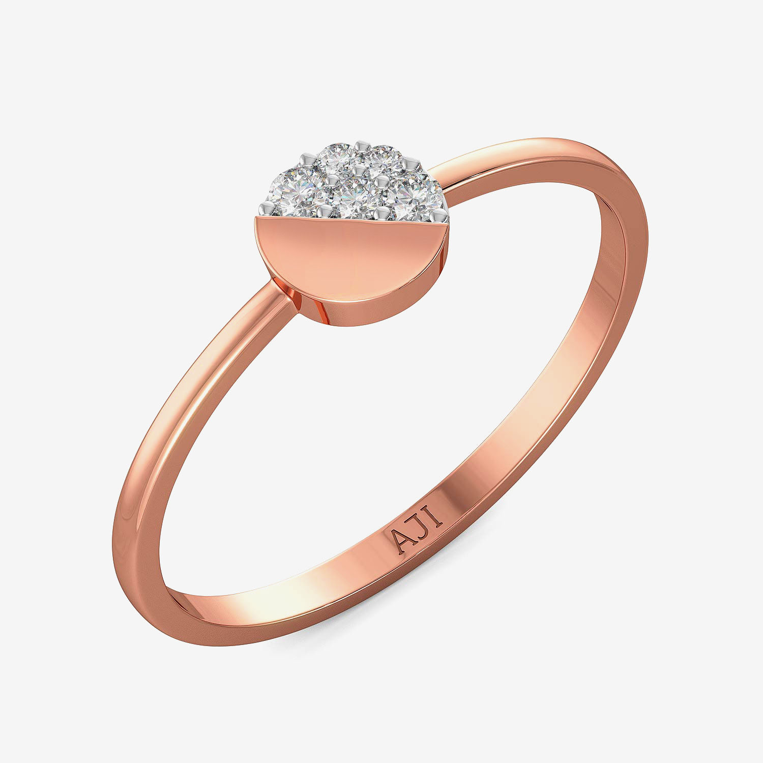 Half-moon Round Diamond Ring