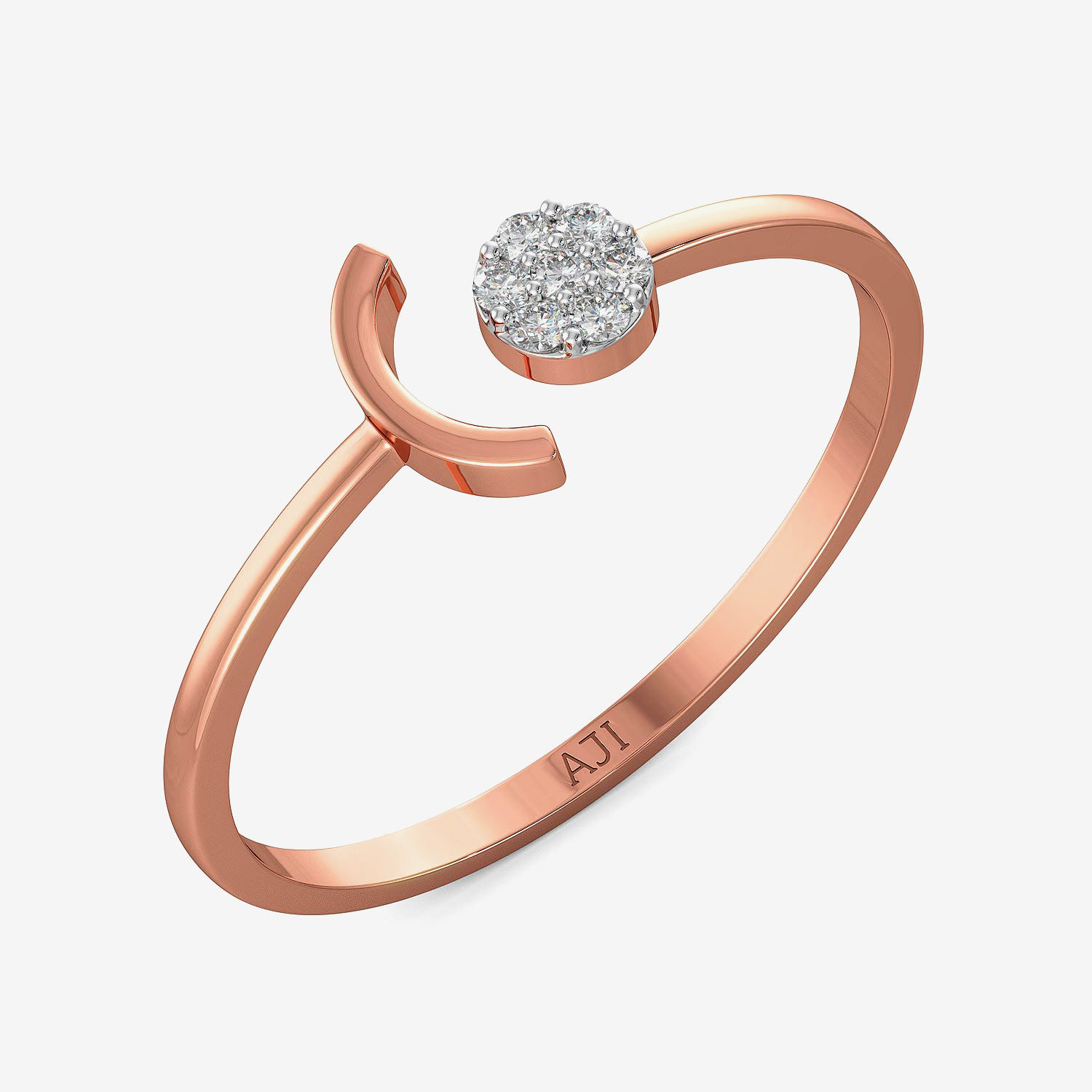Glam Split Curve And Round Diamond Ring