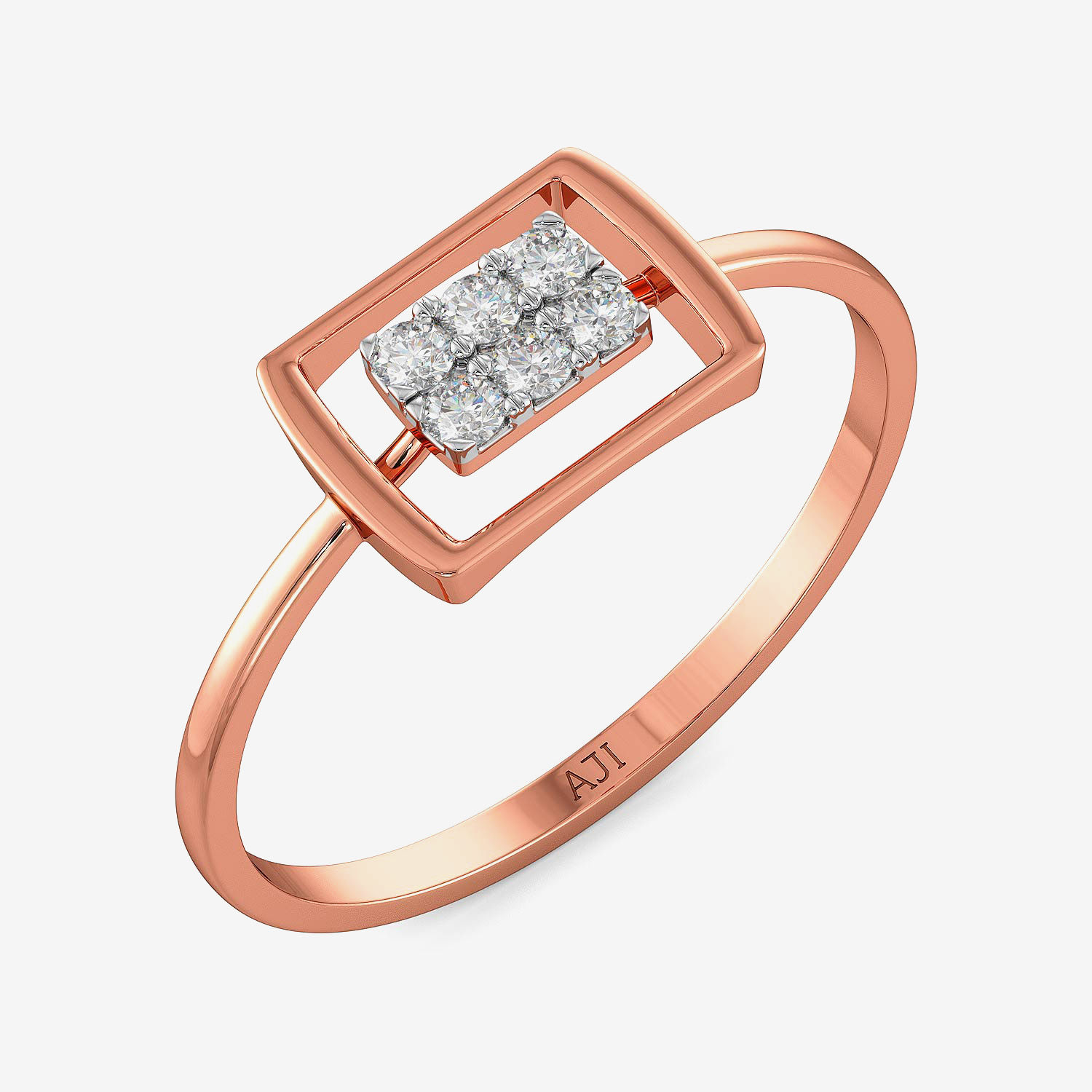 Gleaming Box-shaped Diamond Ring
