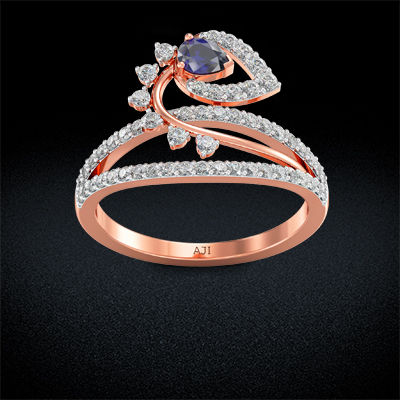 Enchanting Bluestone Teardrop Rosegold Diamond Ring alternate view 2