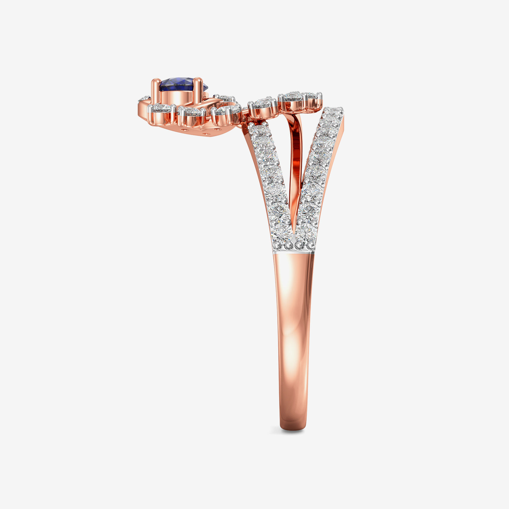 Enchanting Bluestone Teardrop Rosegold Diamond Ring alternate view 3