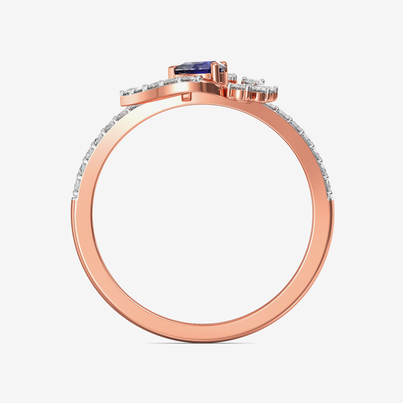 Enchanting Bluestone Teardrop Rosegold Diamond Ring image