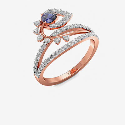Enchanting Bluestone Teardrop Rosegold Diamond Ring alternate view 1