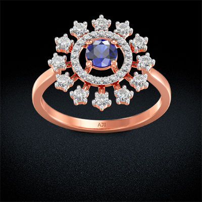 Gorgeous Bluestone Radient Rosegold Diamond Ring alternate view 2
