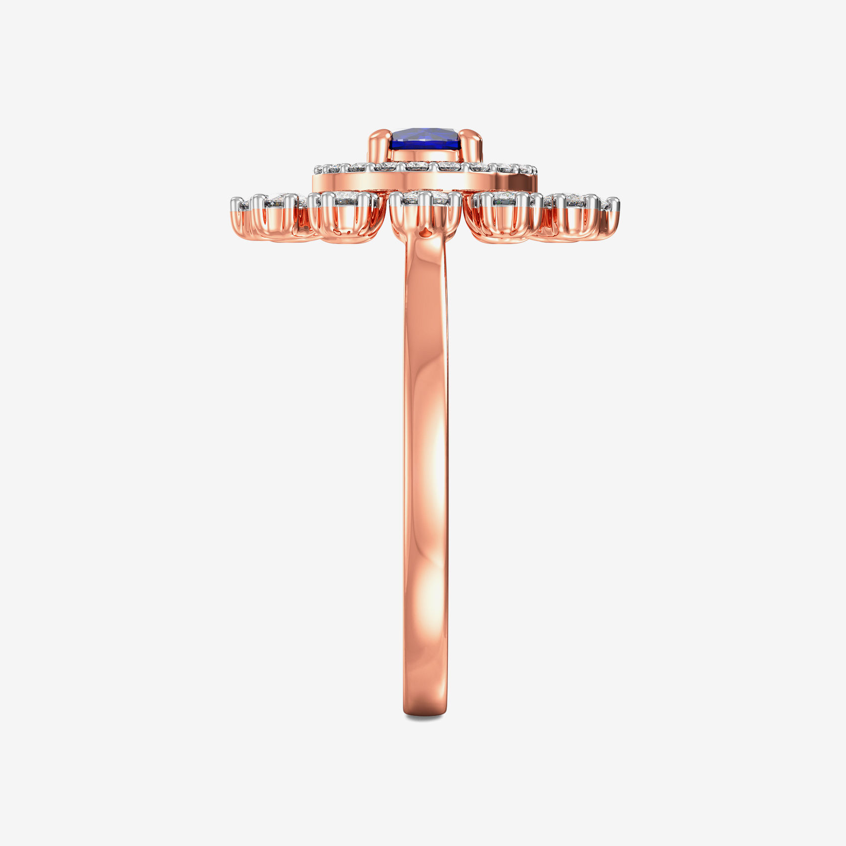 Gorgeous Bluestone Radient Rosegold Diamond Ring alternate view 3