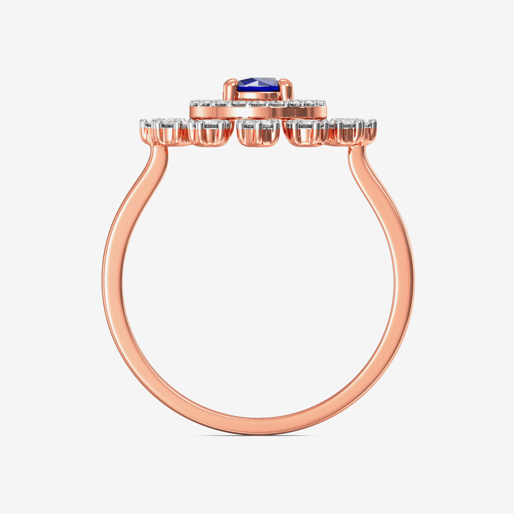 Gorgeous Bluestone Radient Rosegold Diamond Ring image