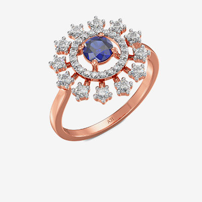 Gorgeous Bluestone Radient Rosegold Diamond Ring alternate view 1