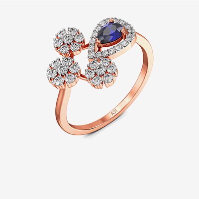 Twinkle Teardrop Bluestone Rosegold Diamond Ring alternate view 1