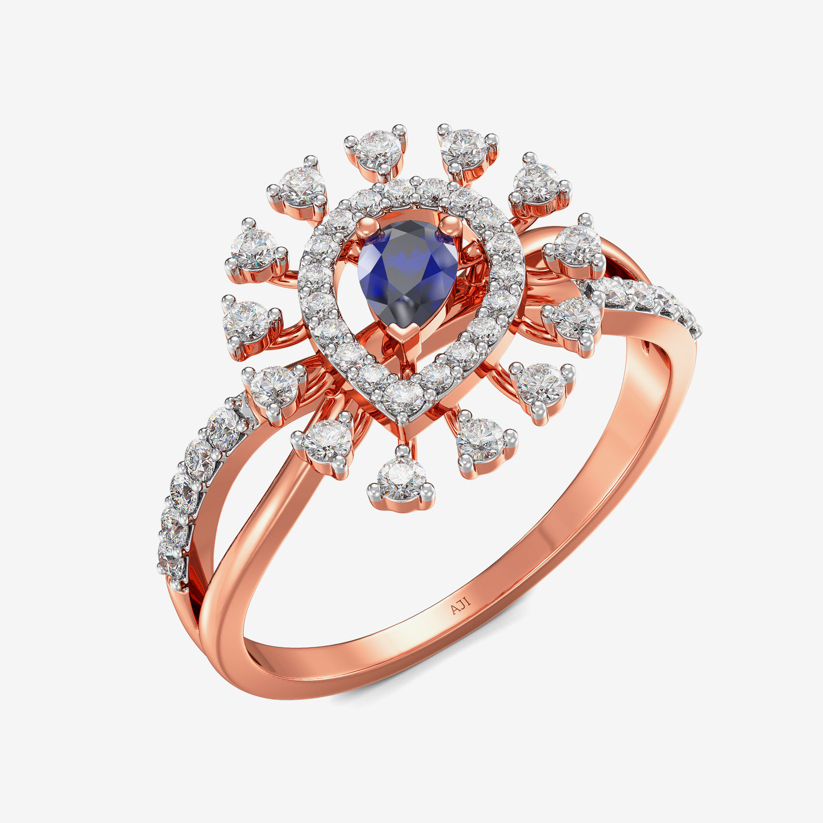 Starlight Dazzling Bluestone Rosegold Diamond Ring