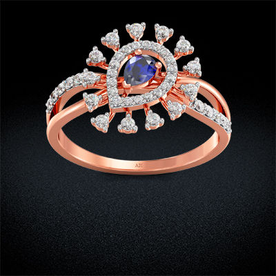 Starlight Dazzling Bluestone Rosegold Diamond Ring alternate view 2