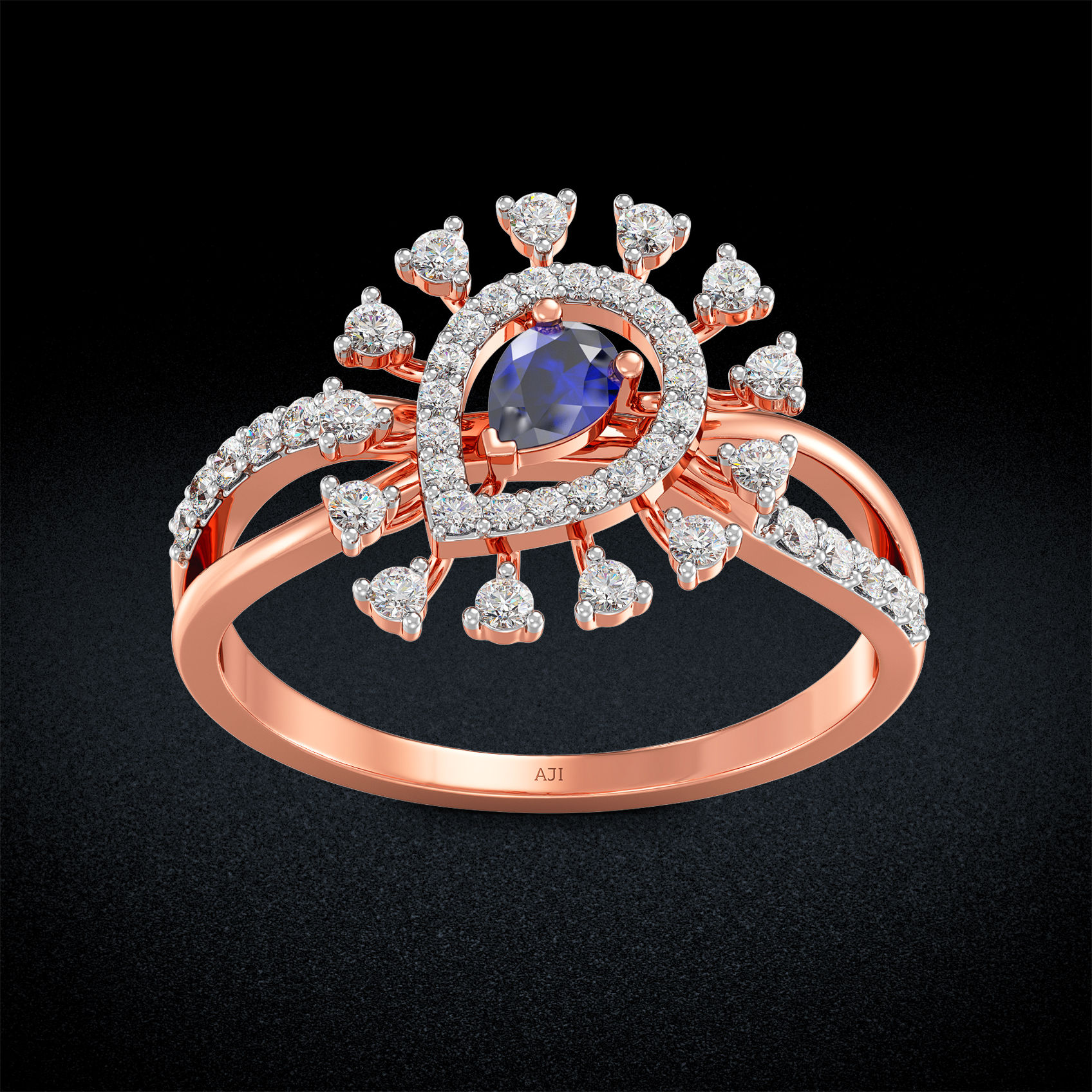 Starlight Dazzling Bluestone Rosegold Diamond Ring image
