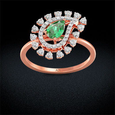 Emerald Envy Trillion Star Rosegold Diamond Ring alternate view 2