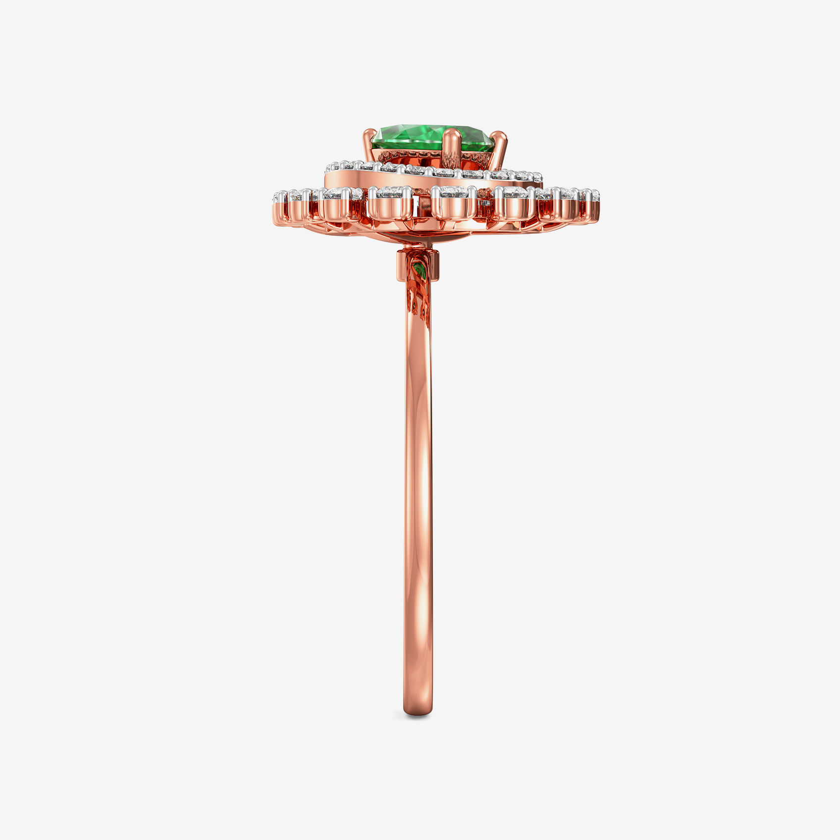 Emerald Envy Trillion Star Rosegold Diamond Ring alternate view 3