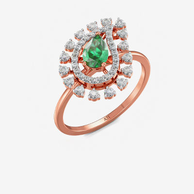 Emerald Envy Trillion Star Rosegold Diamond Ring alternate view 1