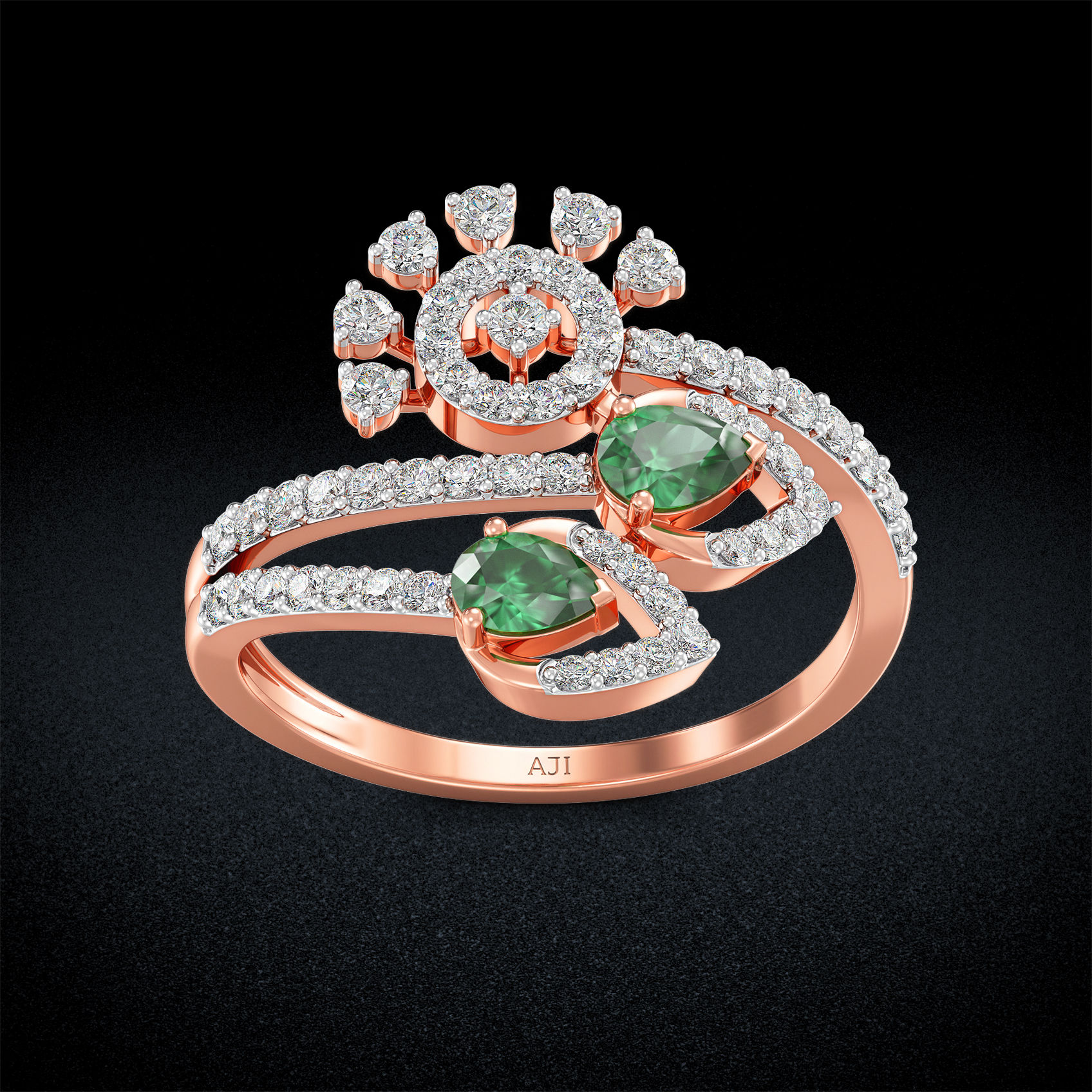 Vintage Glamorous Twisted Rosegold Diamond Ring image