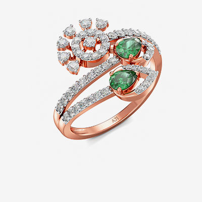 Vintage Glamorous Twisted Rosegold Diamond Ring alternate view 1
