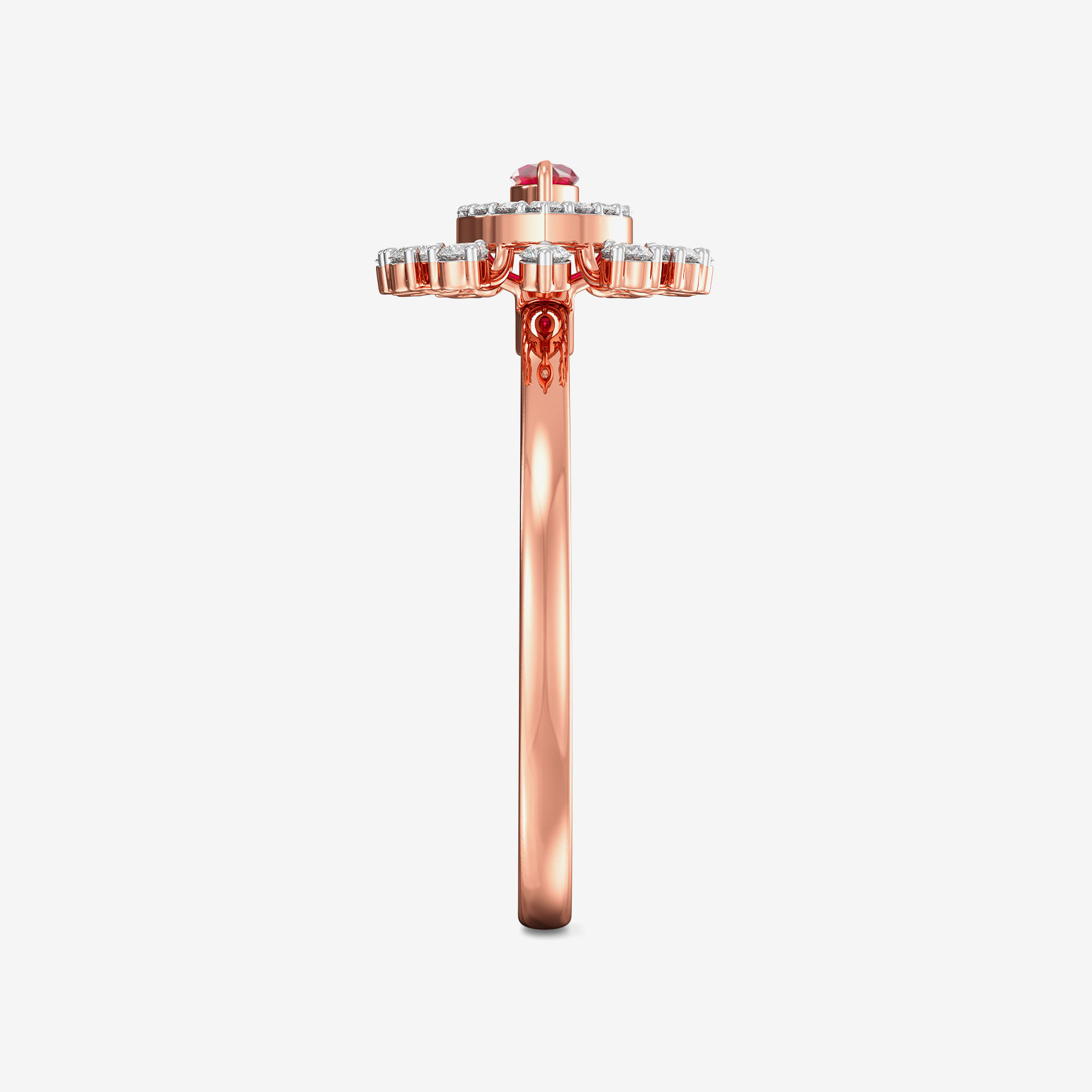 Radiant Brilliant Redstone Rosegold Diamond Ring alternate view 3