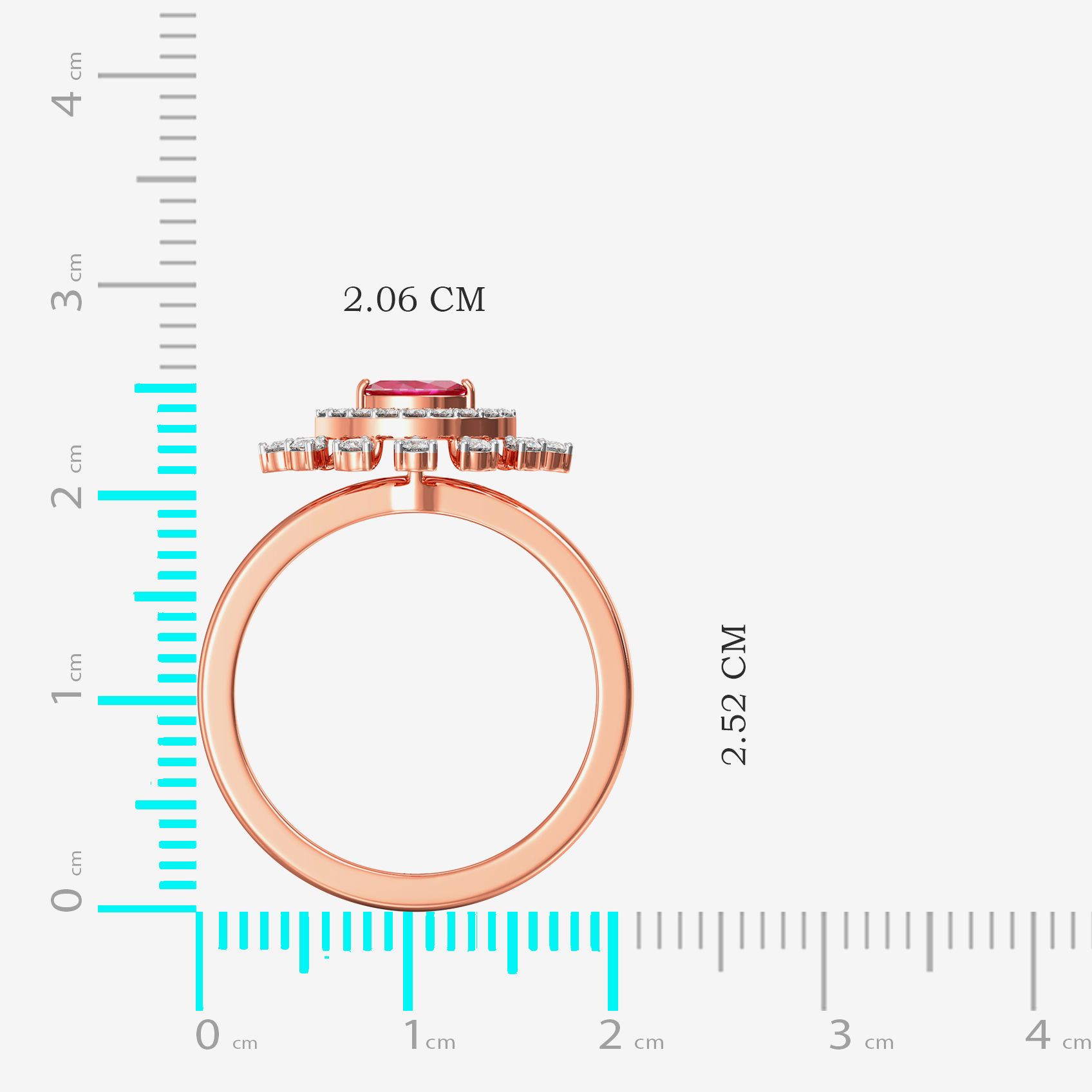 Radiant Brilliant Redstone Rosegold Diamond Ring image