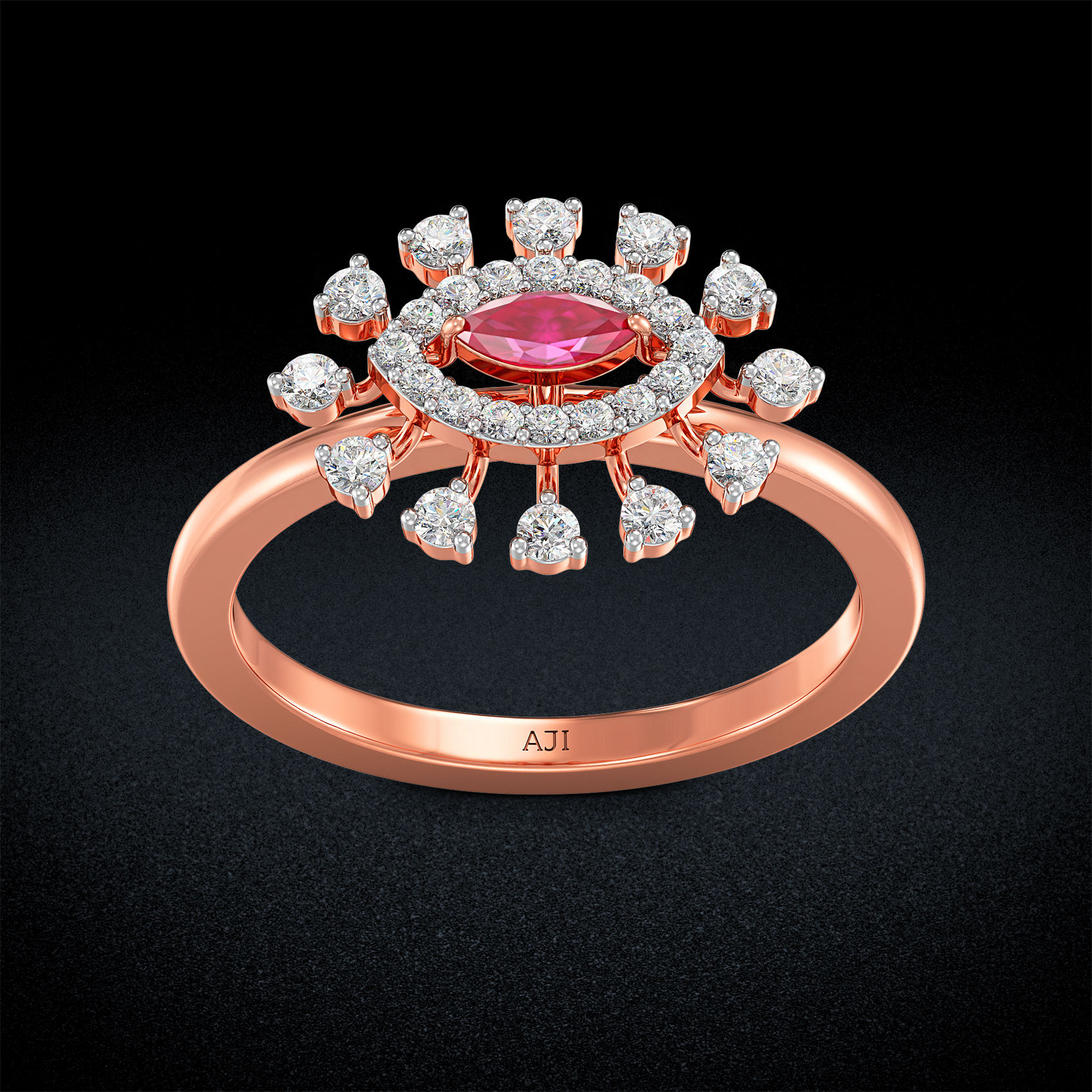 Radiant Brilliant Redstone Rosegold Diamond Ring image