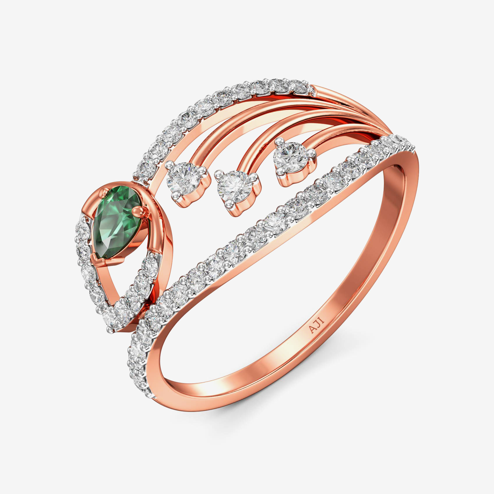 Champagne Dangling Modern Rosegold Diamond Ring
