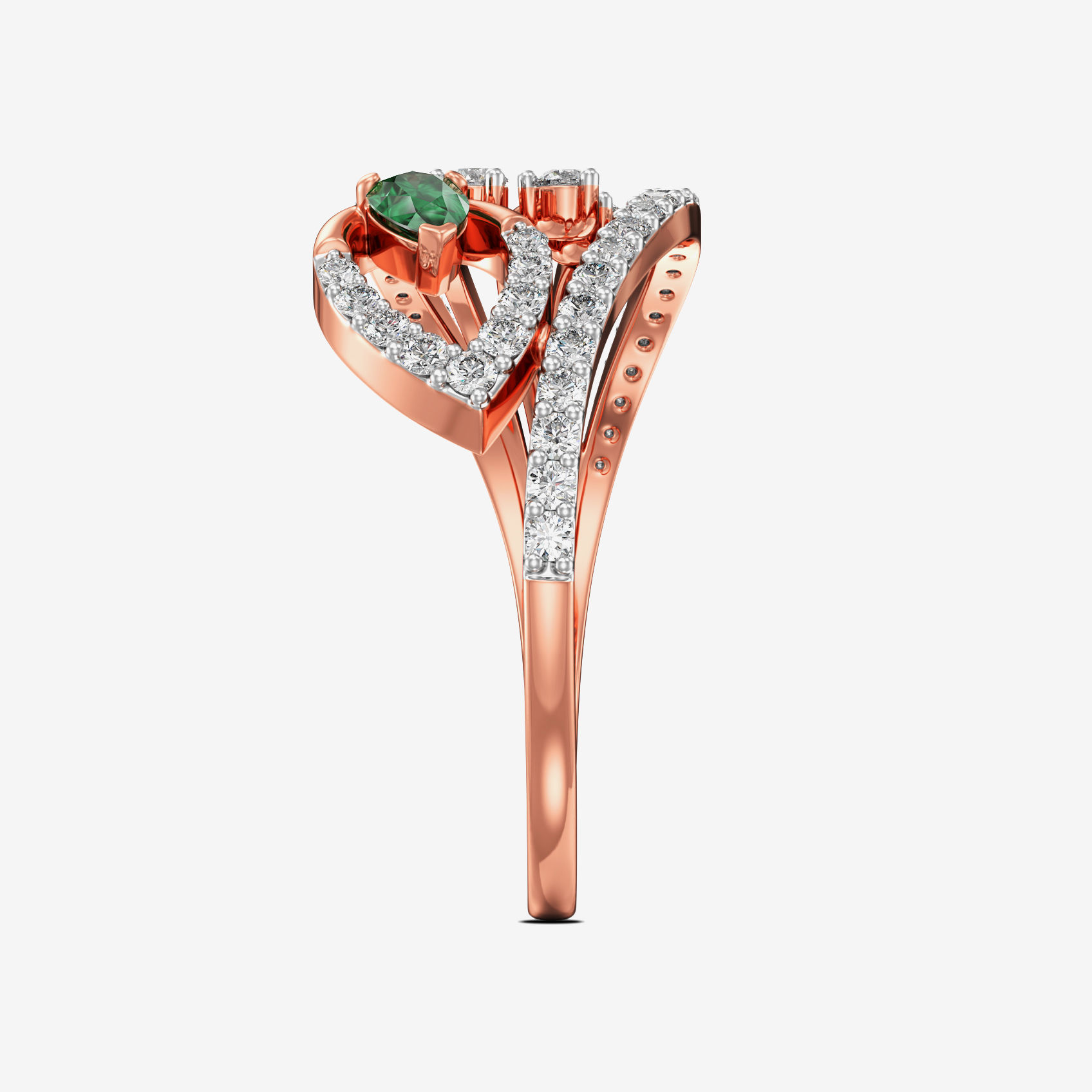 Champagne Dangling Modern Rosegold Diamond Ring alternate view 3