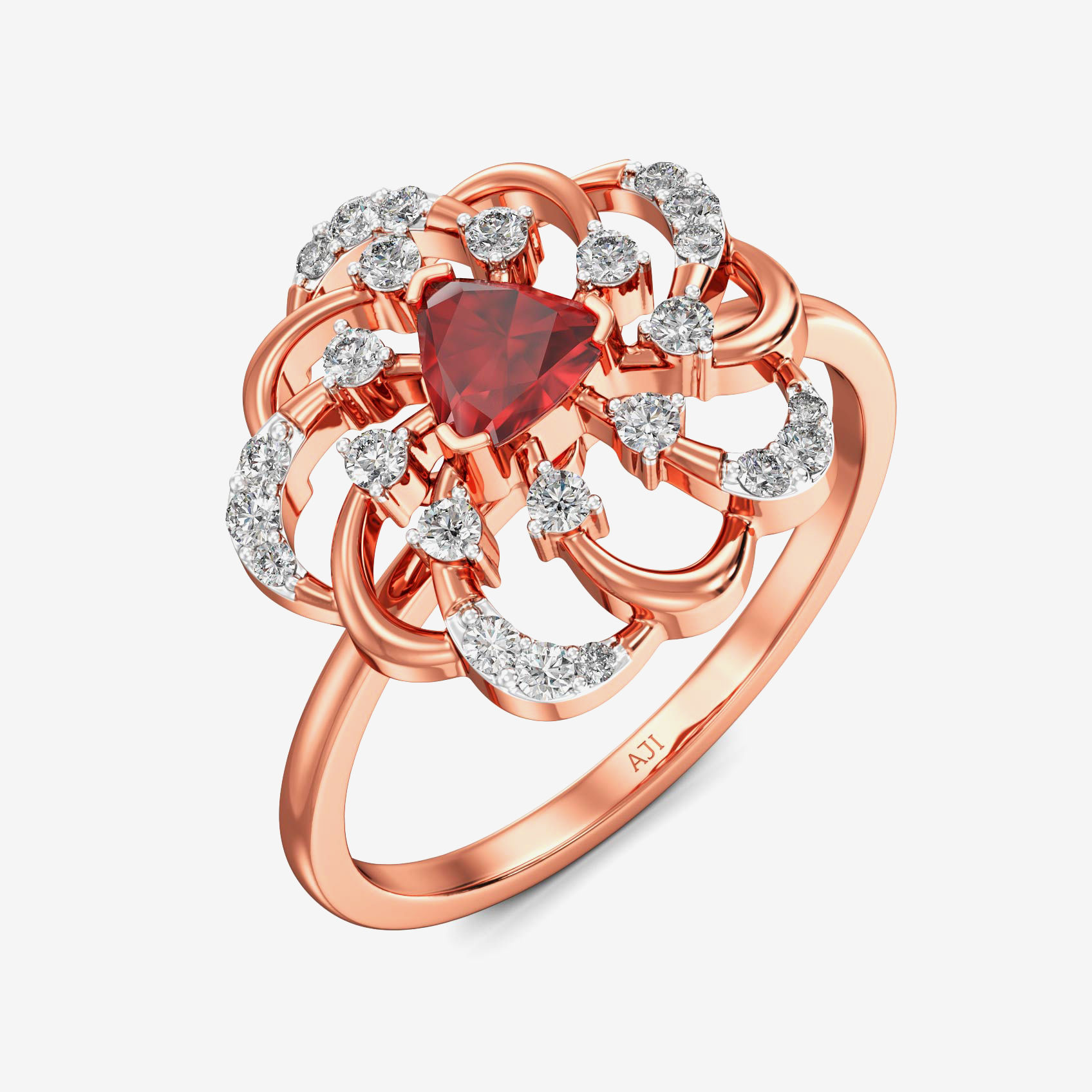 Shimmering trillionstar Sparkle rosegold dimaond ring