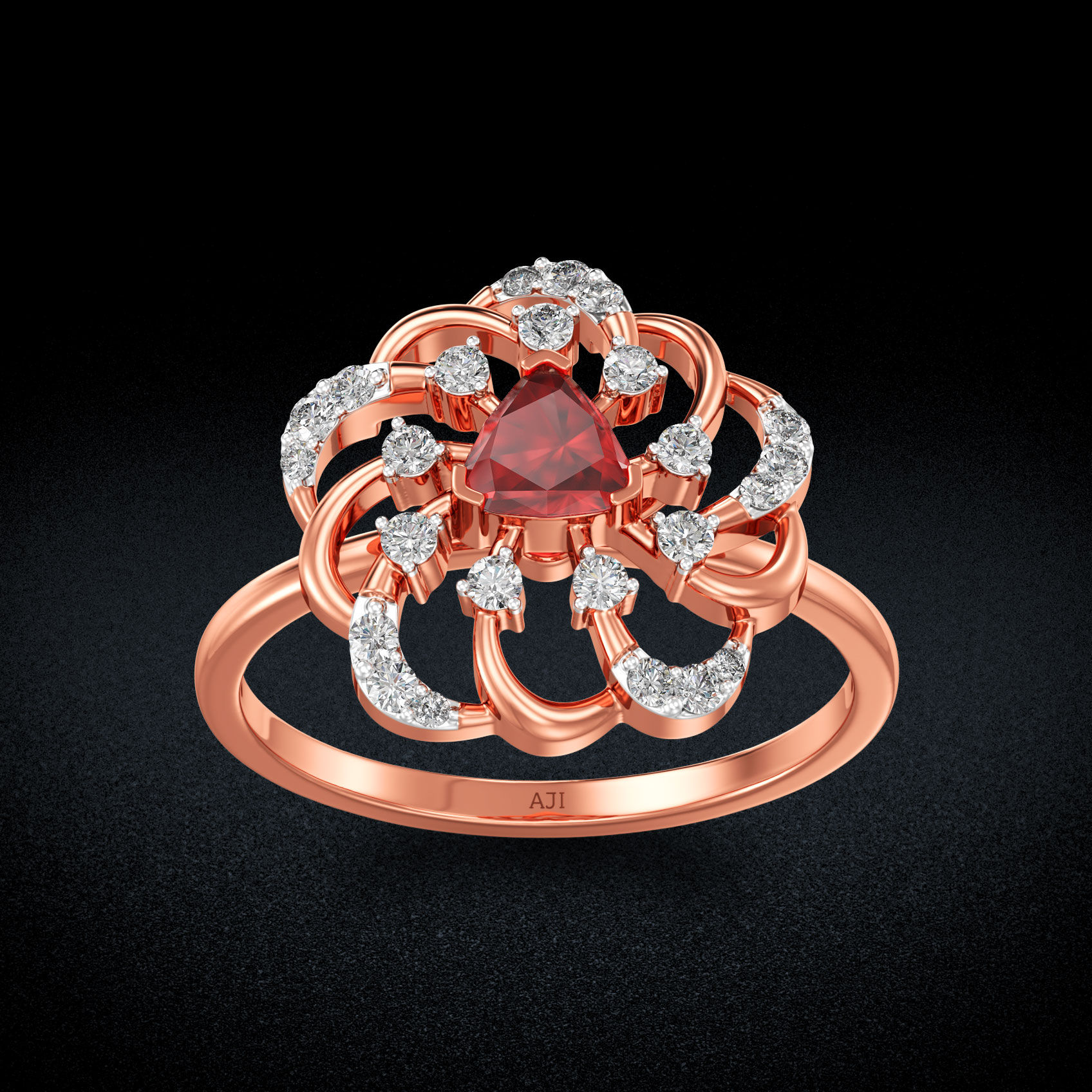 Shimmering trillionstar Sparkle rosegold dimaond ring image