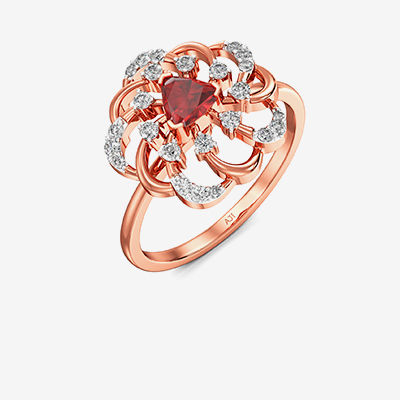 Shimmering trillionstar Sparkle rosegold dimaond ring alternate view 1