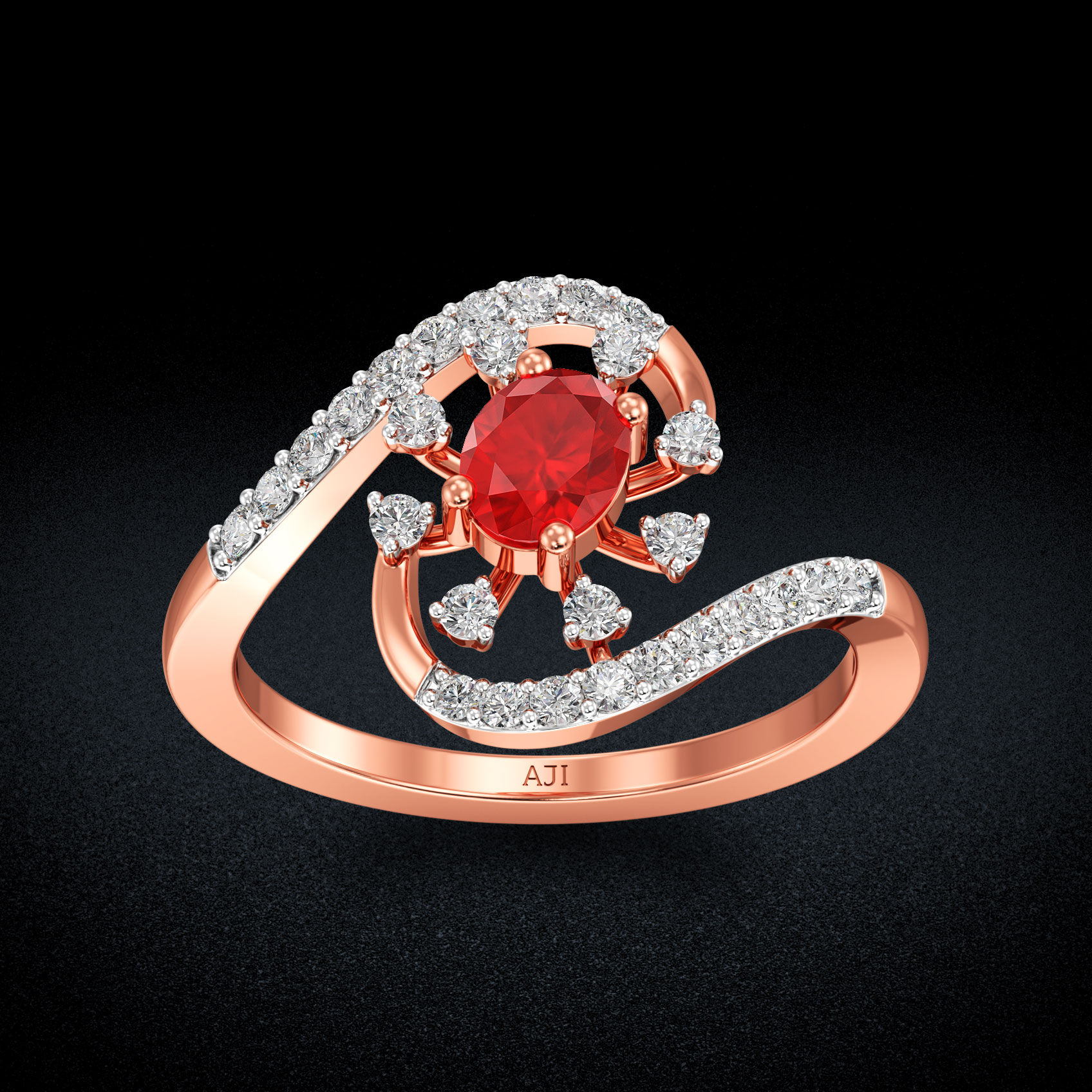 Glittering Sparkling Star Rosegold Diamond ring image