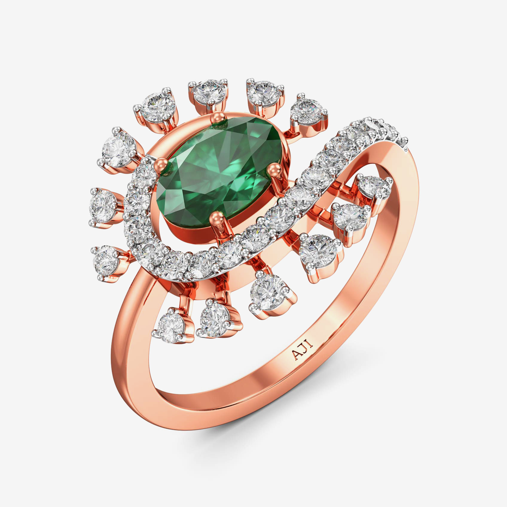 Starlit Glittering Night Greenstone diamond Ring