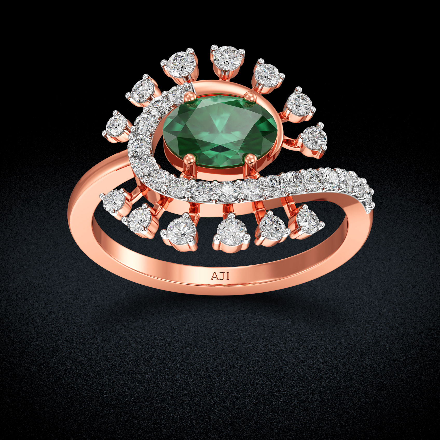 Starlit Glittering Night Greenstone diamond Ring alternate view 2