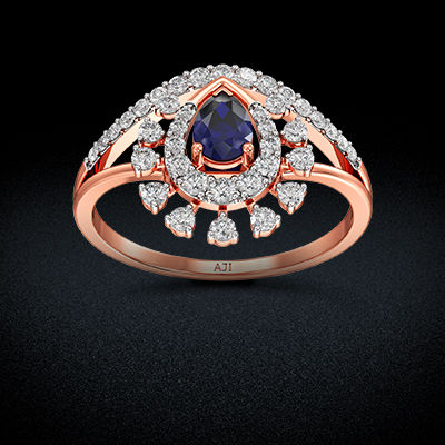Timeless Glamor Bluestone Rosegold Diamond Ring alternate view 2